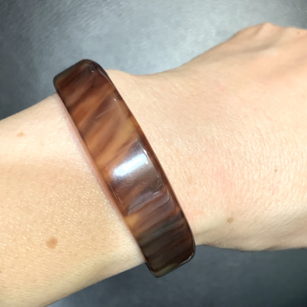 Vintage faux tortoise shell open Bangle Bracelet #217
